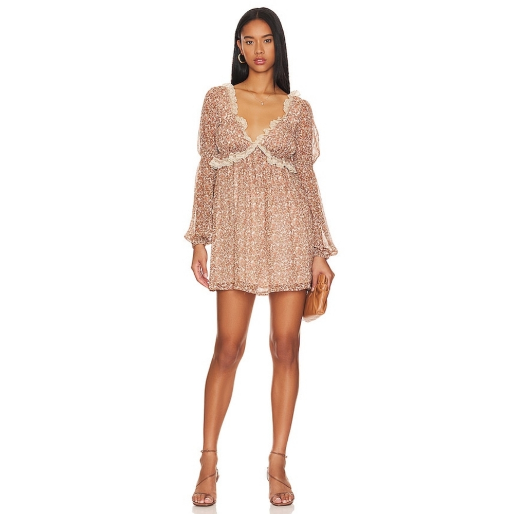 Free People Pennie floral ruffle mini dress